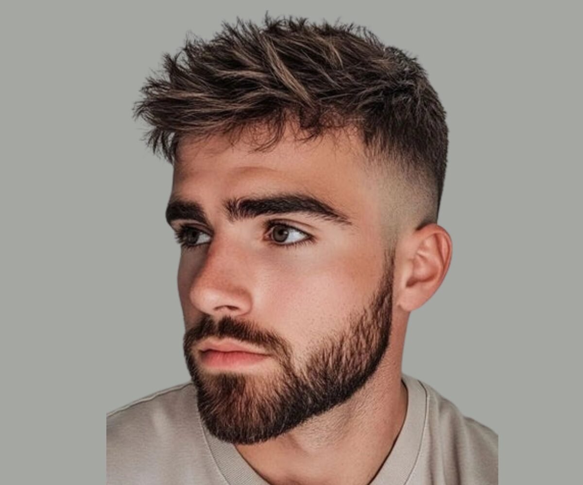 Textured crop haircut with low fade - trending men’s style UAE 2025