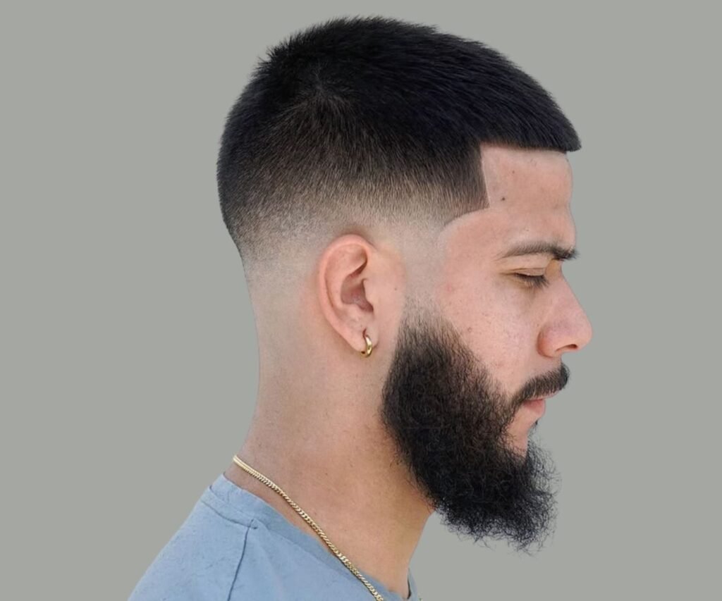 Crew cut with beard blend - masculine haircut trend UAE 2025